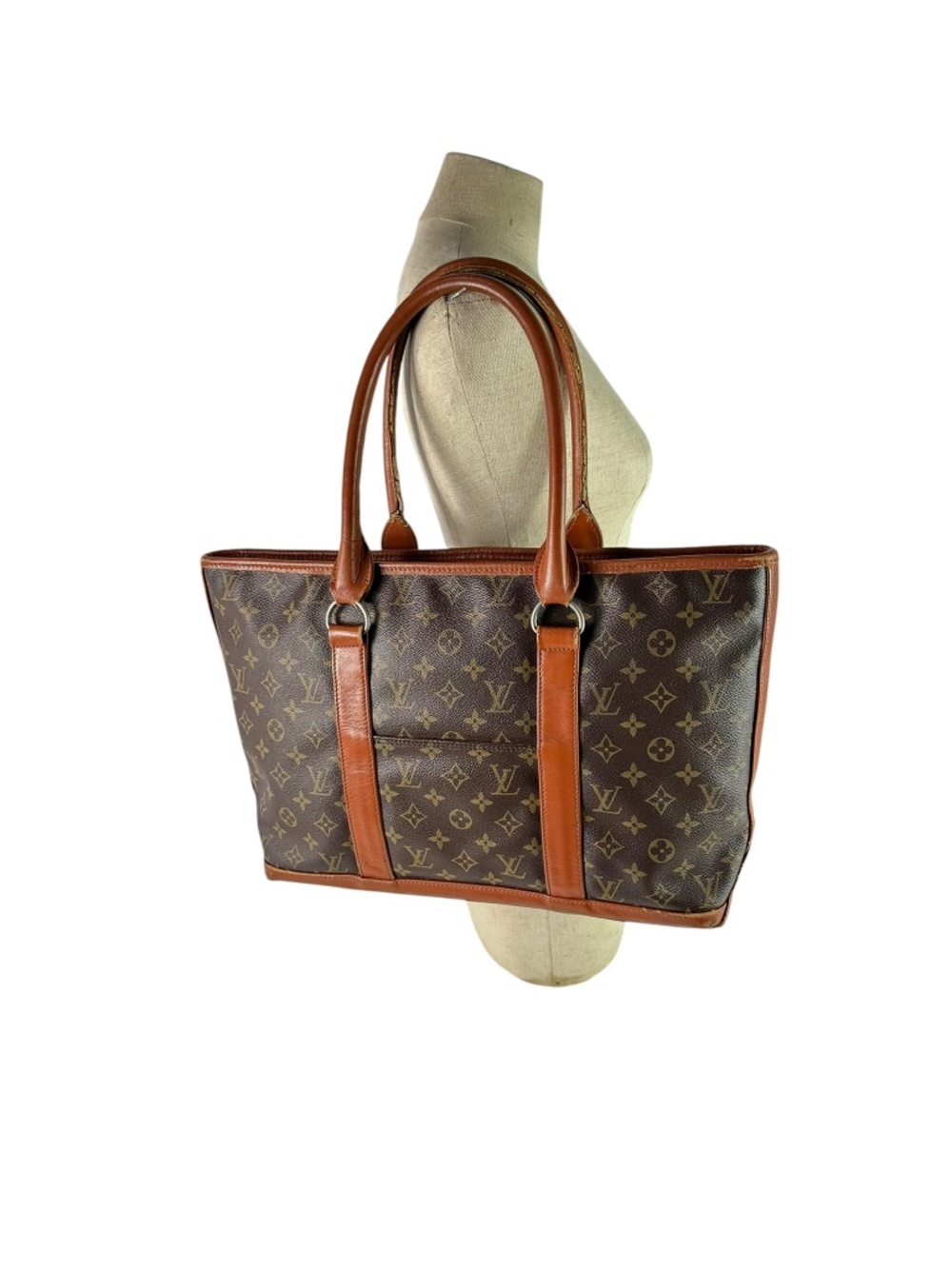 Vintage Genuine Louis Vuitton Brown Sac Weekend Monogram Canvas Tote Bag